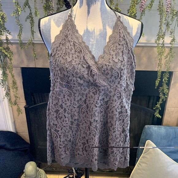 The Limited gray lace halter cami S - Picture 1 of 6